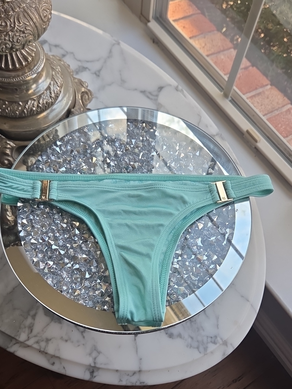 Victoria's Secret Mint Green Bikini  Bottom Itsy with Gold Accents